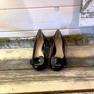 Luv Shoes | Black Wedges With Silver Buckle